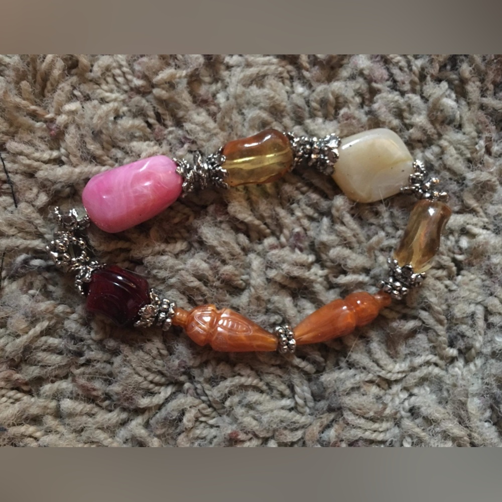 Excellent Condition Colorful Bracelet with Silver Clasp